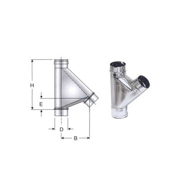 RACCORDO A T 135 GRADI INOX 316 DA  80 MM