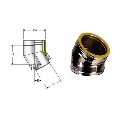 CURVA INOX 316 DOPPIA PARETE 45° DA 80 MM