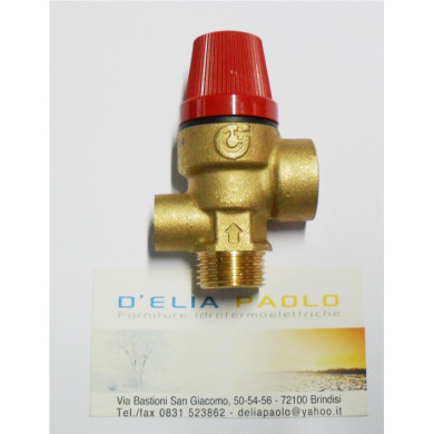 VALVOLA SICUREZZA 3 BAR 1/2 M PORTA MANOMETRO 1/4