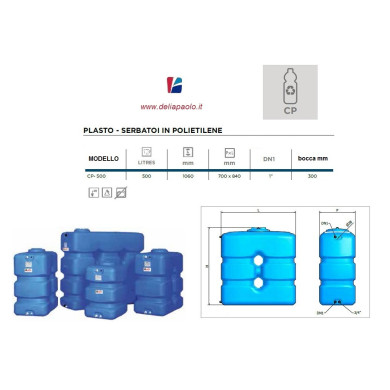 SERBATOIO POLIETILENE PARALLELEPIPEDO CPB 500 LT