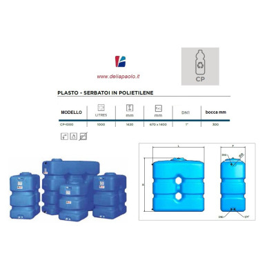 SERBATOIO POLIETILENE PARALLELEPIPEDO CPB 1000 LT