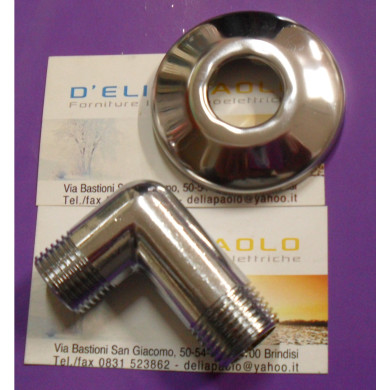GOMITO CROMATO CON ROSETTA MM 1/2 PER DOCCIA