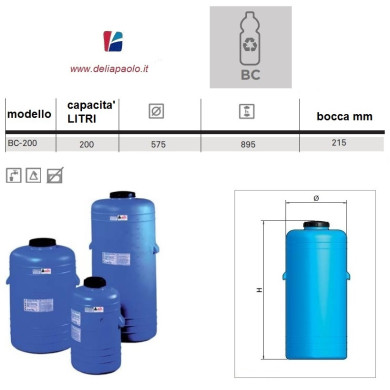 SERBATOIO POLIETILENE BARILOTTO BC 200 LITRI
