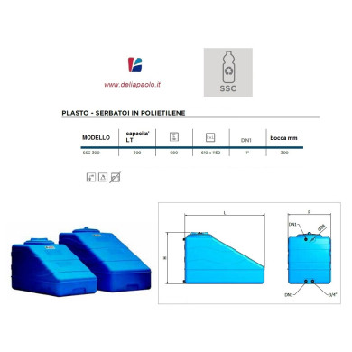 SERBATOIO POLIETILENE SOTTOSCALA SSC 300 LITRI