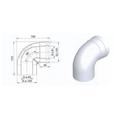 CURVA 60/100 BIANCO M F 90° BICCHIERATA