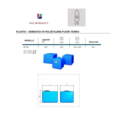 SERBATOIO POLIETILENE CB  300 LITRI