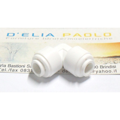 GOMITO DI UNIONE X TUBO DA  6 MMX6 MM 1/4 X 1/4