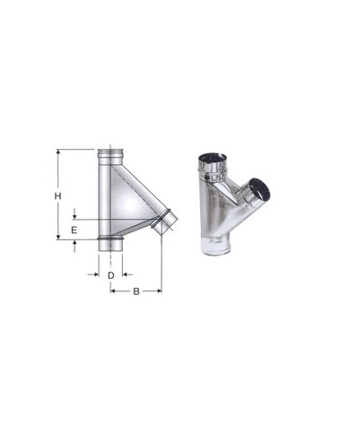 RACCORDO A T 135 GRADI INOX 316 DA 160 MM