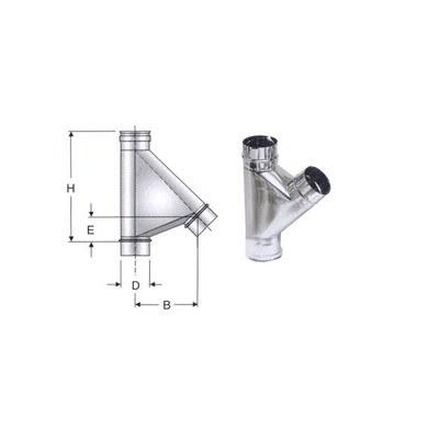 RACCORDO A T 135 GRADI INOX 316 DA 200 MM