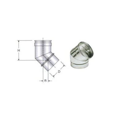 CURVA INOX 45° DA 250