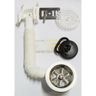 PILETTA LAVELLO INOX 11/2 CON TROPPO PIENO RETTAN