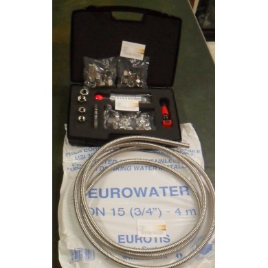 KIT VALIGETTA CON RACCORDI E TUBO INOX 1/2 E 3/4
