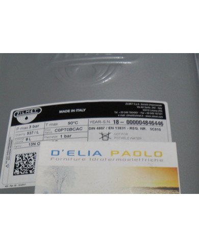 VASO ESPANSIONE 8 LT RETTANGOLARE CON STAFFA 3/8