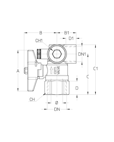 RUBINETTO GAS PRESA PRESSIONE ANGOLO 1 X 3/4