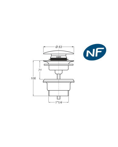 PILETTA CLIC CLAC CROMO TAPPO INOX BONOMINI