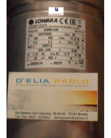 LOWARA DOMO 10 B KW 0.75 HP 1