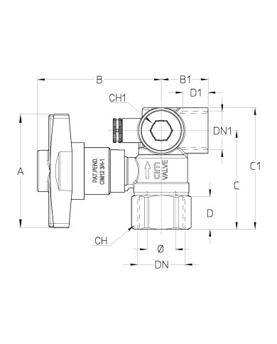 VALVOLA GAS PRESA PRES. C-CHIAVE ANGOLO 1 X 3/4