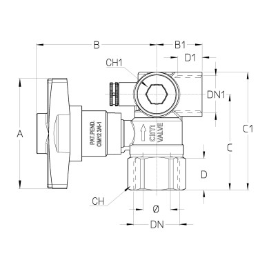 VALVOLA GAS PRESA PRES. C-CHIAVE ANGOLO 1 X 3/4