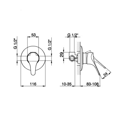 MISCELATORE CISAL MITO3 DOCCIA INCASSO