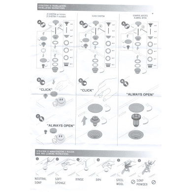 PILETTA LAVABO CON TAPPO TOTAL WHITE CLIC CLAC