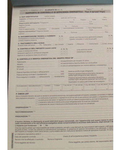 KIT N 50 ALLEGATI RAPPORTO CONTROLLO GRUPPI FRIGO