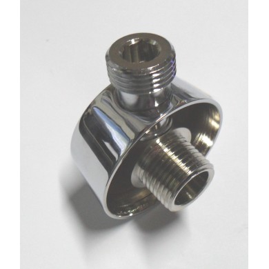 PRESA ACQUA TONDA IN OTTONE CROMATO PER DOCCIA 1/2