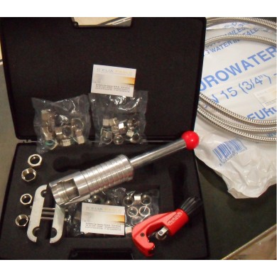 KIT VALIGETTA CON RACCORDI E TUBO INOX 1/2 E 3/4