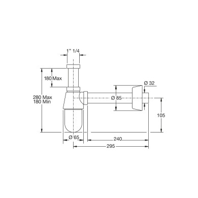 SIFONE LAVABO MONSTER A BOTTIGLIA 1 1/4 BIANCO