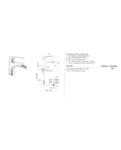 MIX BIDET CON SCARICO 11/4 PAFFONI LIME