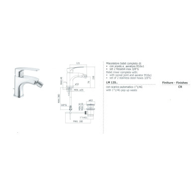 MIX BIDET CON SCARICO 11/4 PAFFONI LIME