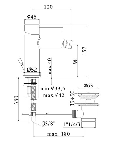 MIX BIDET CON SCARICO 11/4 PAFFONI STICK
