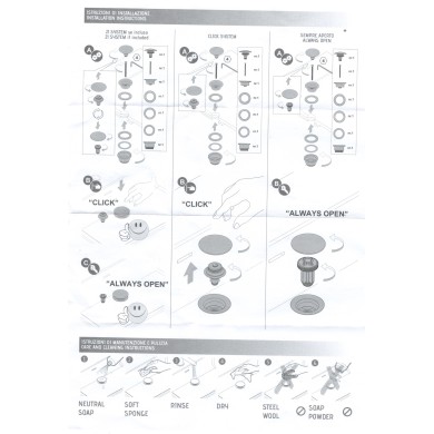 PILETTA LAVABO BIDET CON TAPPO NERO CLIC CLAC