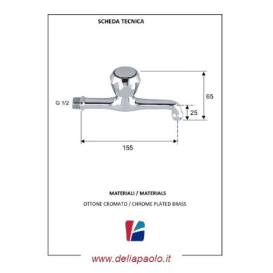RUBINETTO PROLUNGATO CROMATO 1/2 M. SOLO FREDDA
