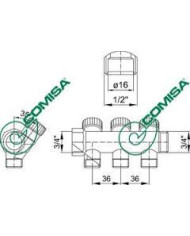 COLLETTORE 3/4 X 3 VIE CON VITONI DI CHIUSURA