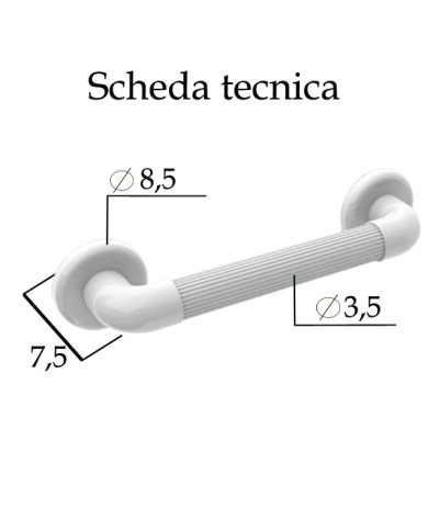 CORRIMANO RIGATO IN PVC MEDICALE 60 CM BIANCO