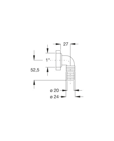 PIPETTA CURVA ATTACCO LAVATRICE ABS 1  F BIANCO