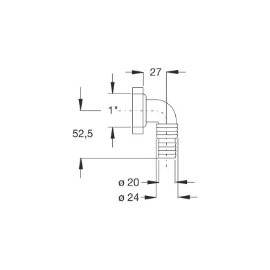 PIPETTA CURVA ATTACCO LAVATRICE ABS 1  F BIANCO
