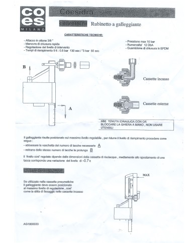 FLESSIBILE CON RACCORDO PER CASSETTA COES TECNICA