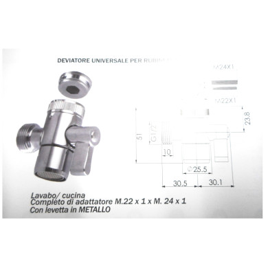 DEVIATORE UNIVERSALE RUBINETTO FILETTO F 22 - M 24