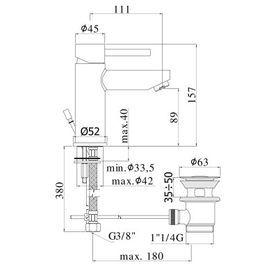 MIX LAVABO CON SCARICO 11/4 PAFFONI STICK