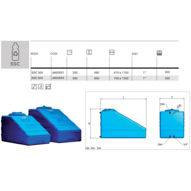 SERBATOIO POLIETILENE SOTTOSCALA SSC 500 LITRI