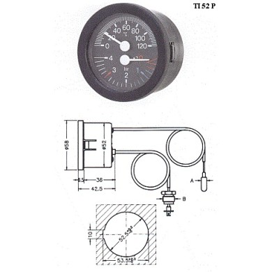 TERMOMANOMETRO A CAPILLARE DIAMETRO 52 MM DA 1/4