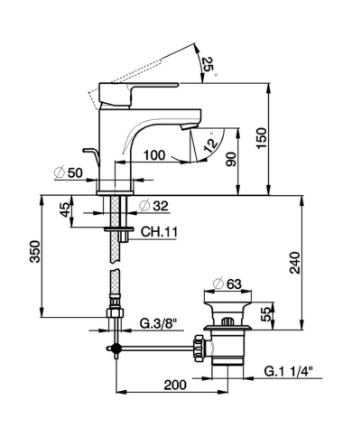 MISCELATORE CISAL TENDER LAVABO CON PILETTA NORTON