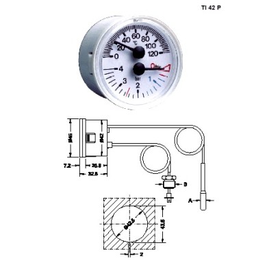 TERMOMANOMETRO A CAPILLARE DIAMETRO 42 MM DA 1/4
