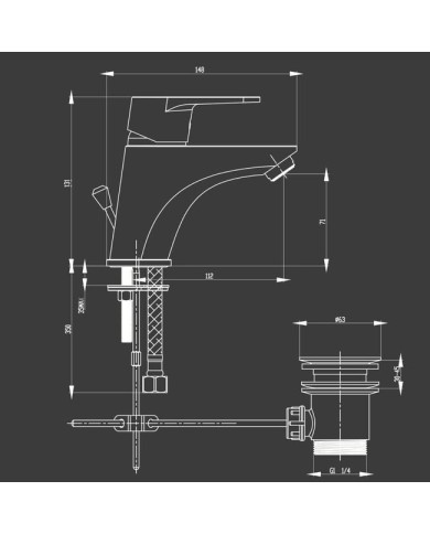 MISCELATORE MONTREAL LAVABO CON SCARICO 1 1/4