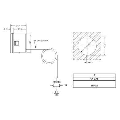 MANOMETRO CAPILLARE DIAMETRO 40 MM 6 BAR 1/4 X 1MM