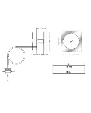 MANOMETRO CAPILLARE DIAMETRO 52 MM 4 BAR 1/4 X 1MM