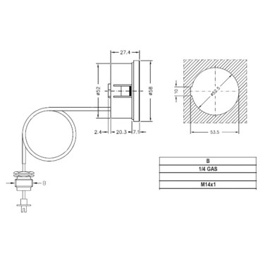 MANOMETRO CAPILLARE DIAMETRO 52 MM 4 BAR 1/4 X 1MM
