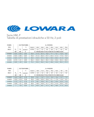 LOWARA 3HM03P05M 3 GIRANTI KW 0.5 HP 0.7