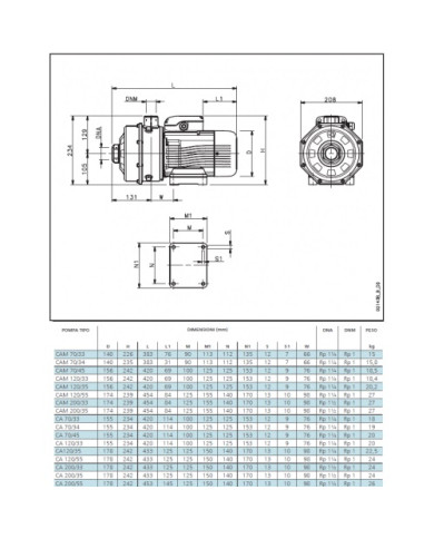 LOWARA CA 120/55/D BIGIRANTE KW 2.2 HP 3 TRIFASE